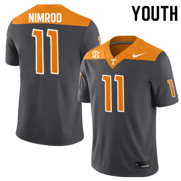 Youth #11 Chas Nimrod Tennessee Volunteers College Football Jerseys Stitched-Anthracite